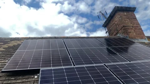 Retrofitted Solar Pannels Timelapse with Cloudy Sky 스톡 동영상 247266064