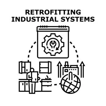 Retrofitting industrial systems for global upgrade and efficiency Stock-Illustration