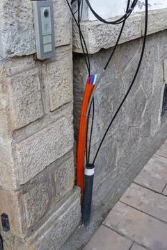 Retrofitting Optical Cables Building Stock Photos
