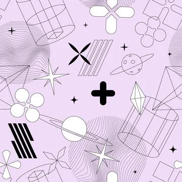 Retrofuturism pattern, seamless background with abstract geometric shapes Stock-Illustration