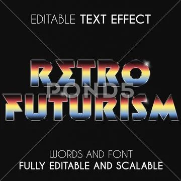Retrofuturism Text Effect for Promotional Banner or Poster PSD Template