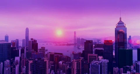 Retrofuturistic cityscape seamless background. Stock Footage 104447017