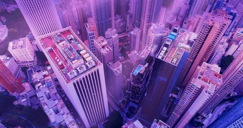 Retrofuturistic cityscape seamless background. Stock Footage 104452707