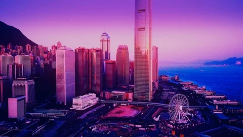 Retrofuturistic cityscape seamless background. Stock Footage 104455826