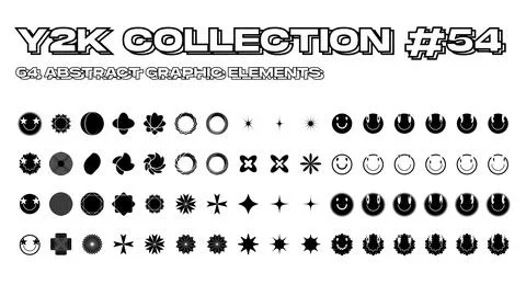 Retrofuturistic y2k geometry design elements collection. Cyber neo futuristic Stock Illustration