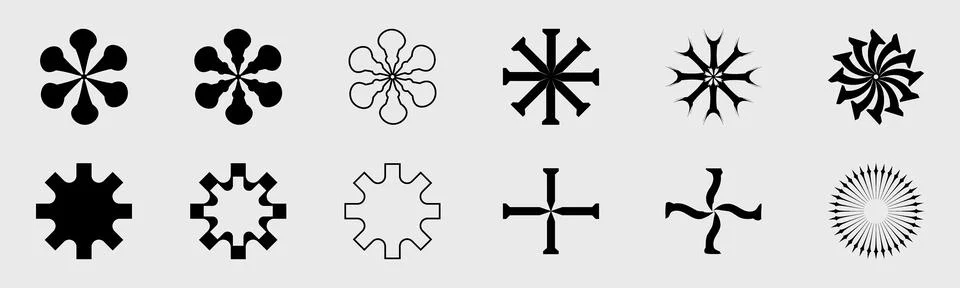 Retrofuturistic y2k geometry design elements collection. Collection of abstract Illustrazione stock