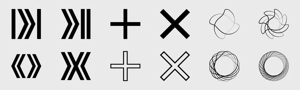 Retrofuturistic y2k geometry design elements collection. Large set of retro Illustrazione stock