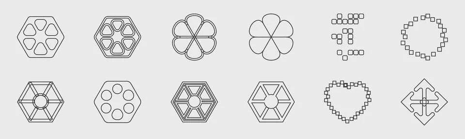 Retrofuturistic y2k geometry design elements collection. Collection of abstract Stock Illustration