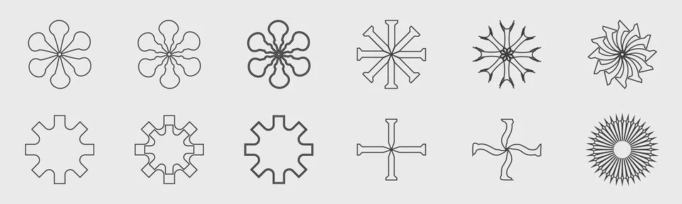 Retrofuturistic y2k geometry design elements collection. Minimalist geometric Stock Illustration