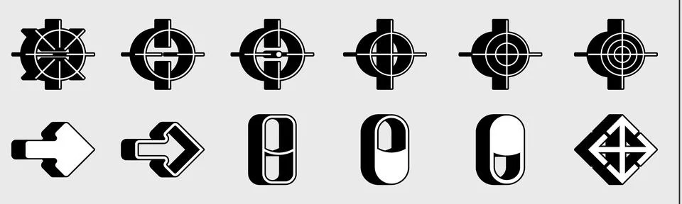 Retrofuturistic y2k geometry design elements collection. Collection of abstract Stock Illustration