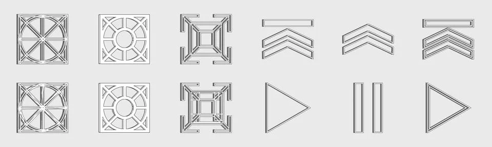 Retrofuturistic y2k geometry design elements collection. Collection of abstract Illustrazione stock