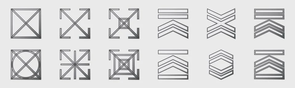 Retrofuturistic y2k geometry design elements collection. Big collection of 스톡 일러스트