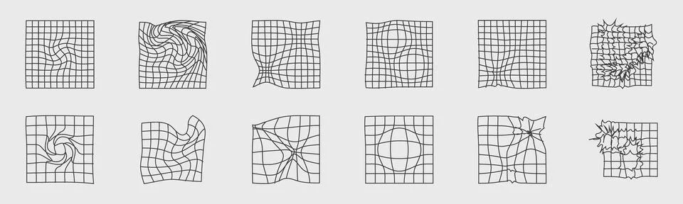 Retrofuturistic y2k geometry design elements collection. Large set of retro Stock Illustration