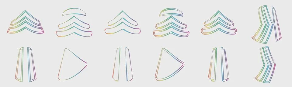 Retrofuturistic y2k geometry design elements collection. Big collection of Illustrazione stock