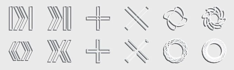 Retrofuturistic y2k geometry design elements collection. Collection of abstract Illustrazione stock