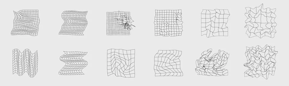 Retrofuturistic y2k geometry design elements collection. Large set of retro 库存插图