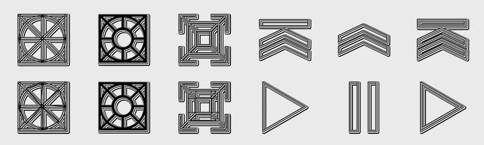 Retrofuturistic y2k geometry design elements collection. Collection of abstract Illustrazione stock