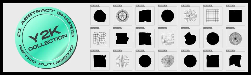 Retrofuturistic y2k geometry design elements collection. Big collection of 스톡 일러스트