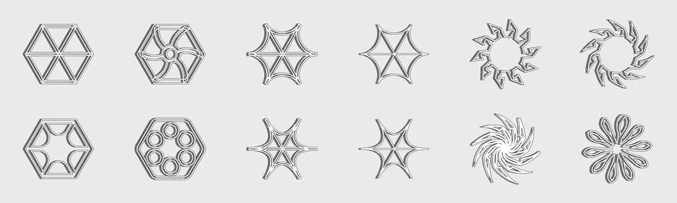 Retrofuturistic y2k geometry design elements collection. Minimalist geometric Illustrazione stock