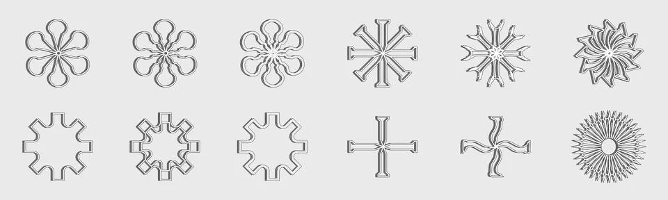 Retrofuturistic y2k geometry design elements collection. Trendy geometric design 库存插图