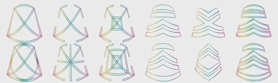 Retrofuturistic y2k geometry design elements collection. Large set of retro 스톡 일러스트