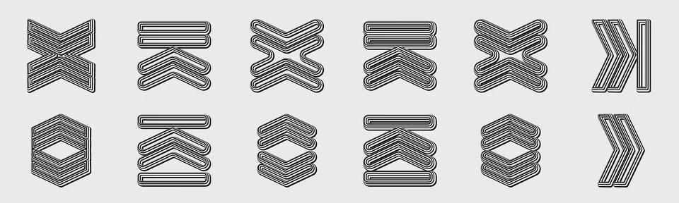 Retrofuturistic y2k geometry design elements collection. Trendy geometric design Stock Illustration