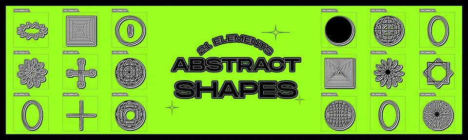 Retrofuturistic y2k geometry design elements collection. Big collection of イラスト素材