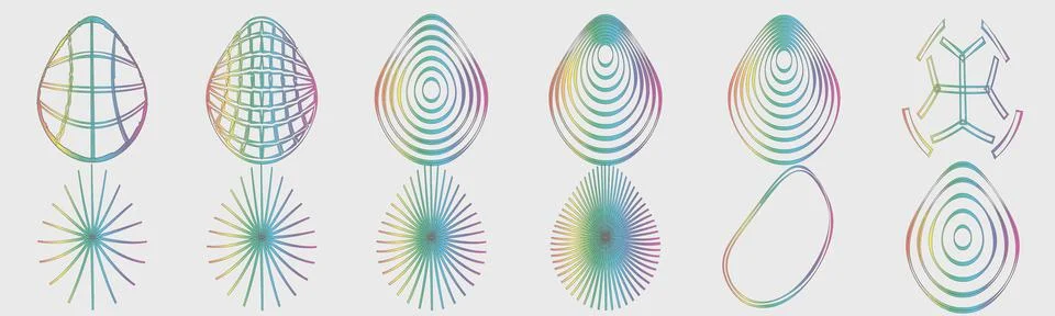 Retrofuturistic y2k geometry design elements collection. Trendy geometric design Illustrazione stock