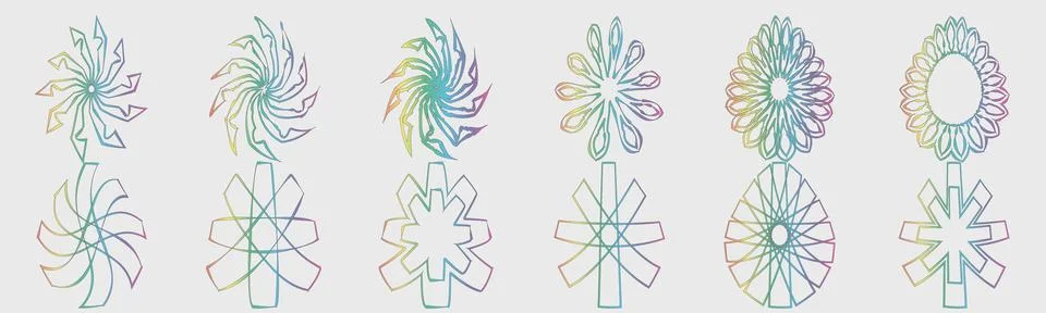 Retrofuturistic y2k geometry design elements collection. Trendy geometric design 스톡 일러스트