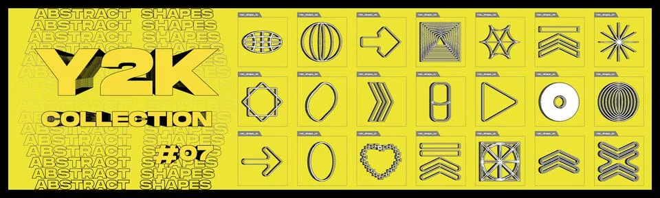 Retrofuturistic y2k geometry design elements collection. Collection of abstract 스톡 일러스트