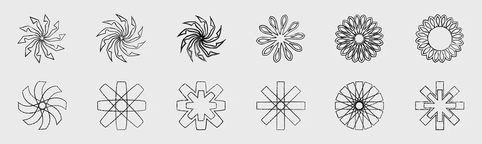 Retrofuturistic y2k geometry design elements collection. Trendy geometric design Stockillustratie