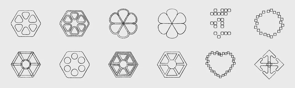 Retrofuturistic y2k geometry design elements collection. Collection of abstract イラスト素材