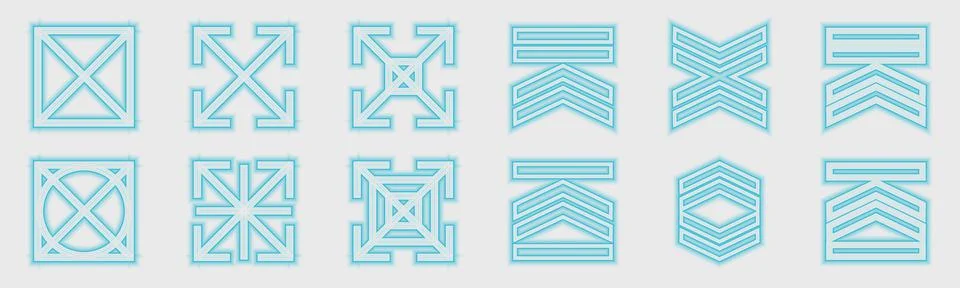 Retrofuturistic y2k geometry design elements collection. Collection of abstract Illustrazione stock