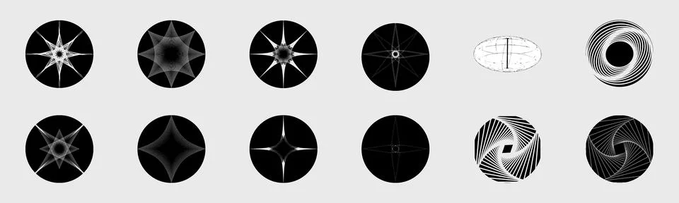 Retrofuturistic y2k geometry design elements collection. Trendy geometric design イラスト素材