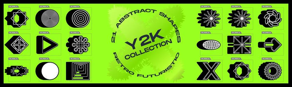 Retrofuturistic y2k geometry design elements collection. Minimalist geometric イラスト素材