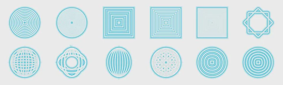 Retrofuturistic y2k geometry design elements collection. Trendy geometric design Stock Illustration