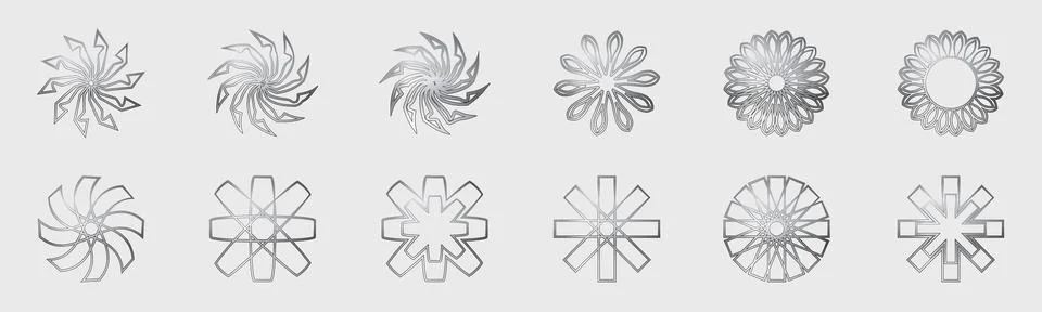 Retrofuturistic y2k geometry design elements collection. Minimalist geometric Illustrazione stock