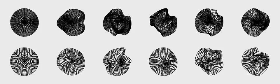 Retrofuturistic y2k geometry design elements collection. Large set of retro Stock Illustration