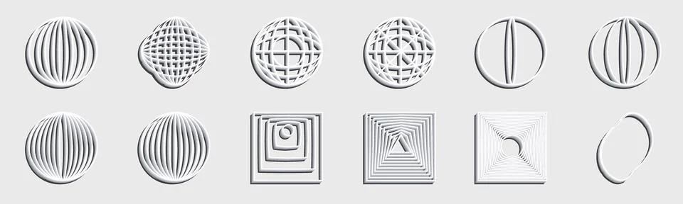 Retrofuturistic y2k geometry design elements collection. Collection of abstract Stock Illustration