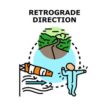 Retrograde direction concept creating opposite movement vector illustration Stock Illustration