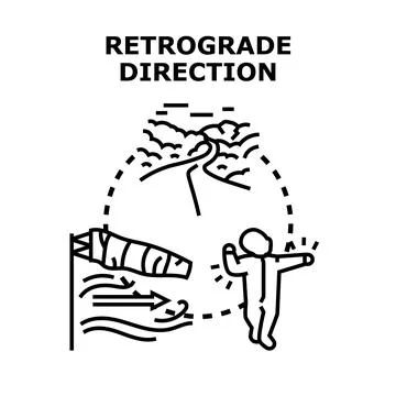 Retrograde direction concept creating opposite movement vector illustration Stock Illustration