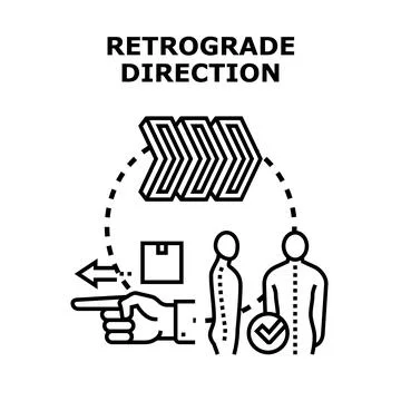 Retrograde direction concept with reversing arrows Stock Illustration