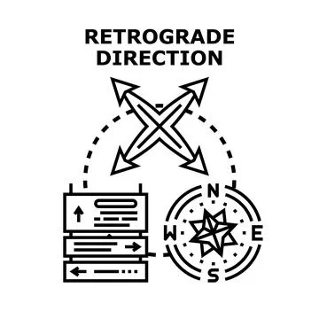 Retrograde direction vector concept illustration outline Stock Illustration