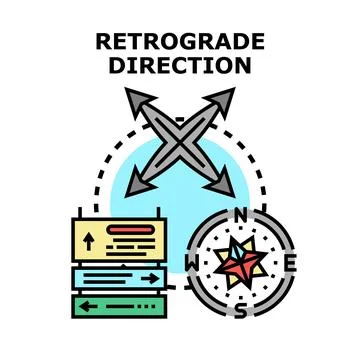 Retrograde direction vector concept illustration outline Stock Illustration