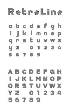 RetroLine Typeface Sampler Featuring Clean Black Letterforms on White Backg.. Stock Illustration