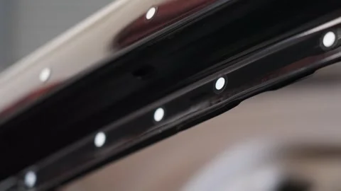 Retroreflective dot targets placed on car body for 3D laser scanning and Stock Footage 336677082
