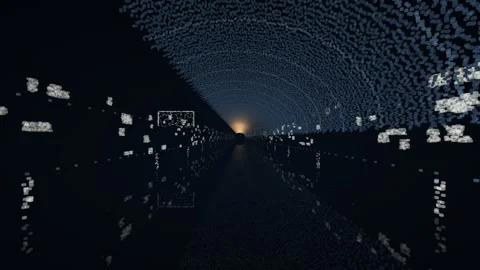 Retroreflective lidar intensity scan night road tunnel delineator marking sign Видео 342137831