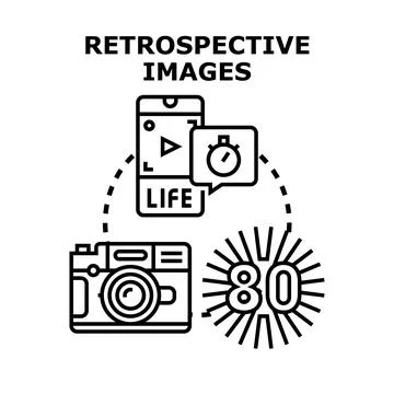 Retrospection concept with old camera and smartphone Stock Illustration
