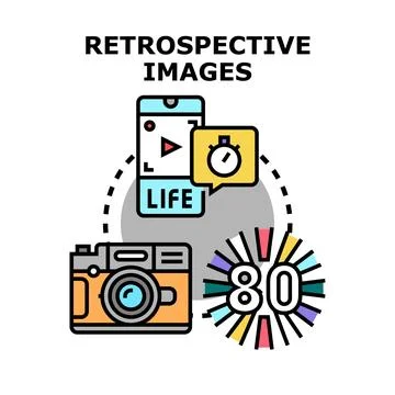 Retrospection concept with old camera and smartphone Stock Illustration