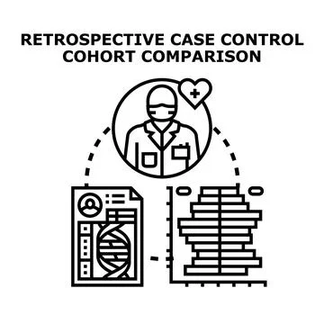 Retrospective case control cohort comparison analysis concept Stock Illustration